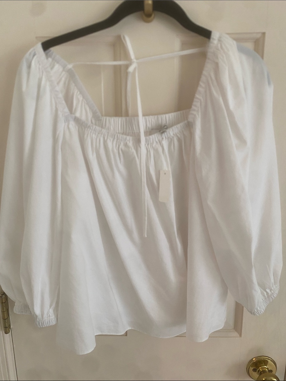 Madewell White Puff-Sleeve Square-Neck Blouse - Picture 2 of 3
